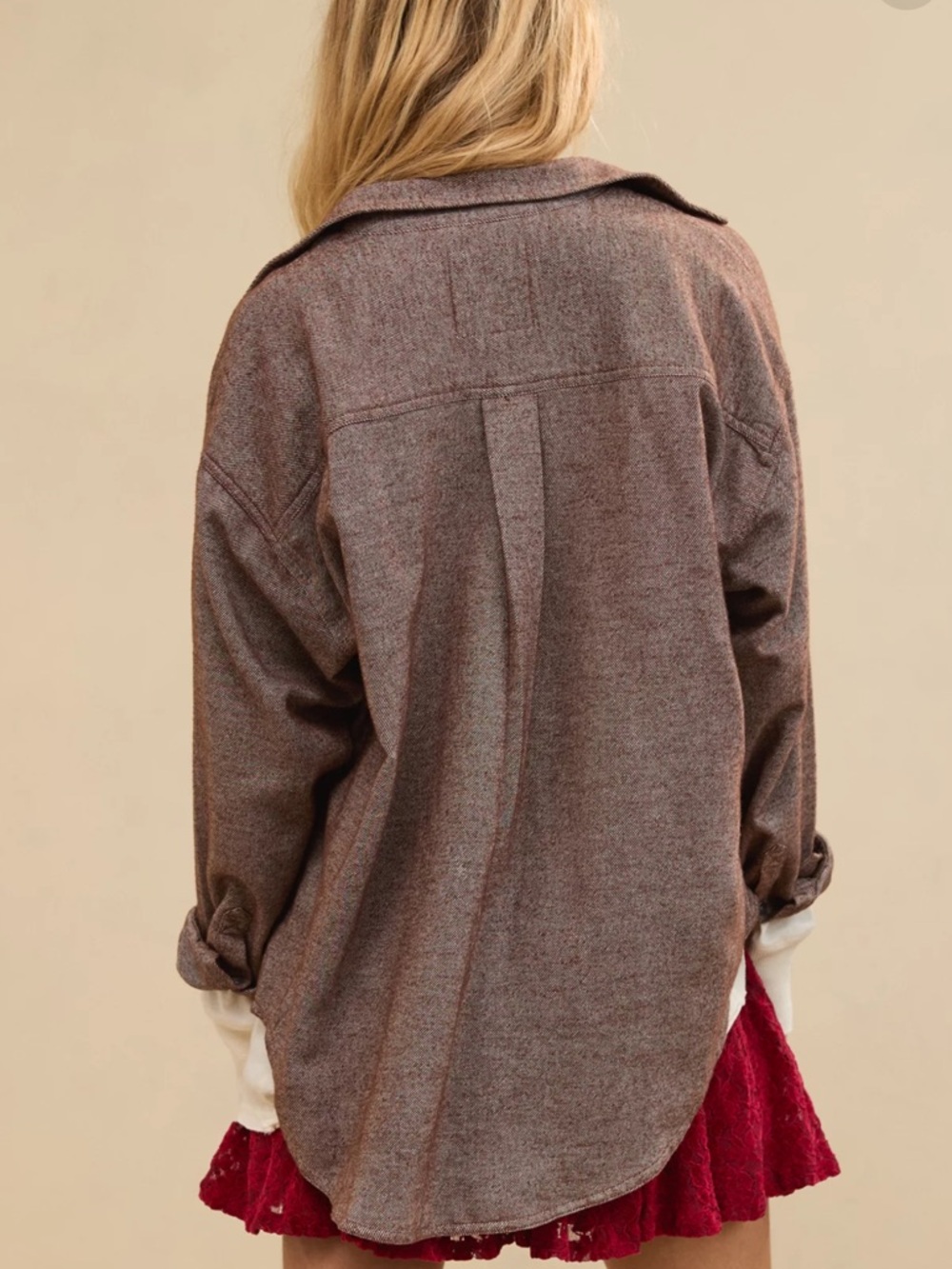 Aerie Anytime Fave Twill Shirt Brown Canyon Sun - Picture 2 of 4